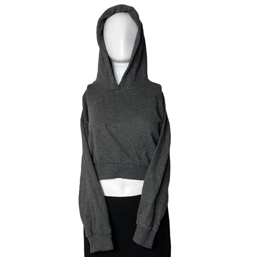 Forever 21 Cropped Pullover Hoodie Grey Size Small